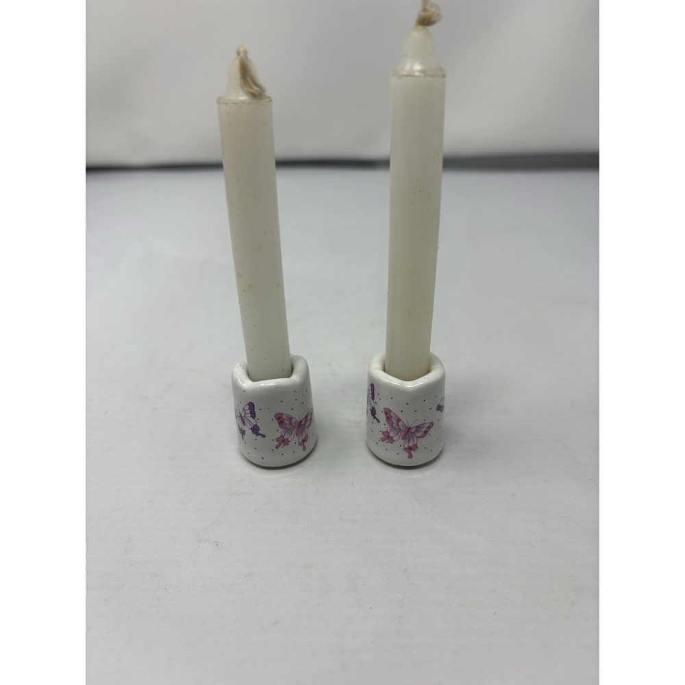 2 Vintage Russ butterfly mini Tapers Ceramic Holder Cottagecore Kitschy Set
